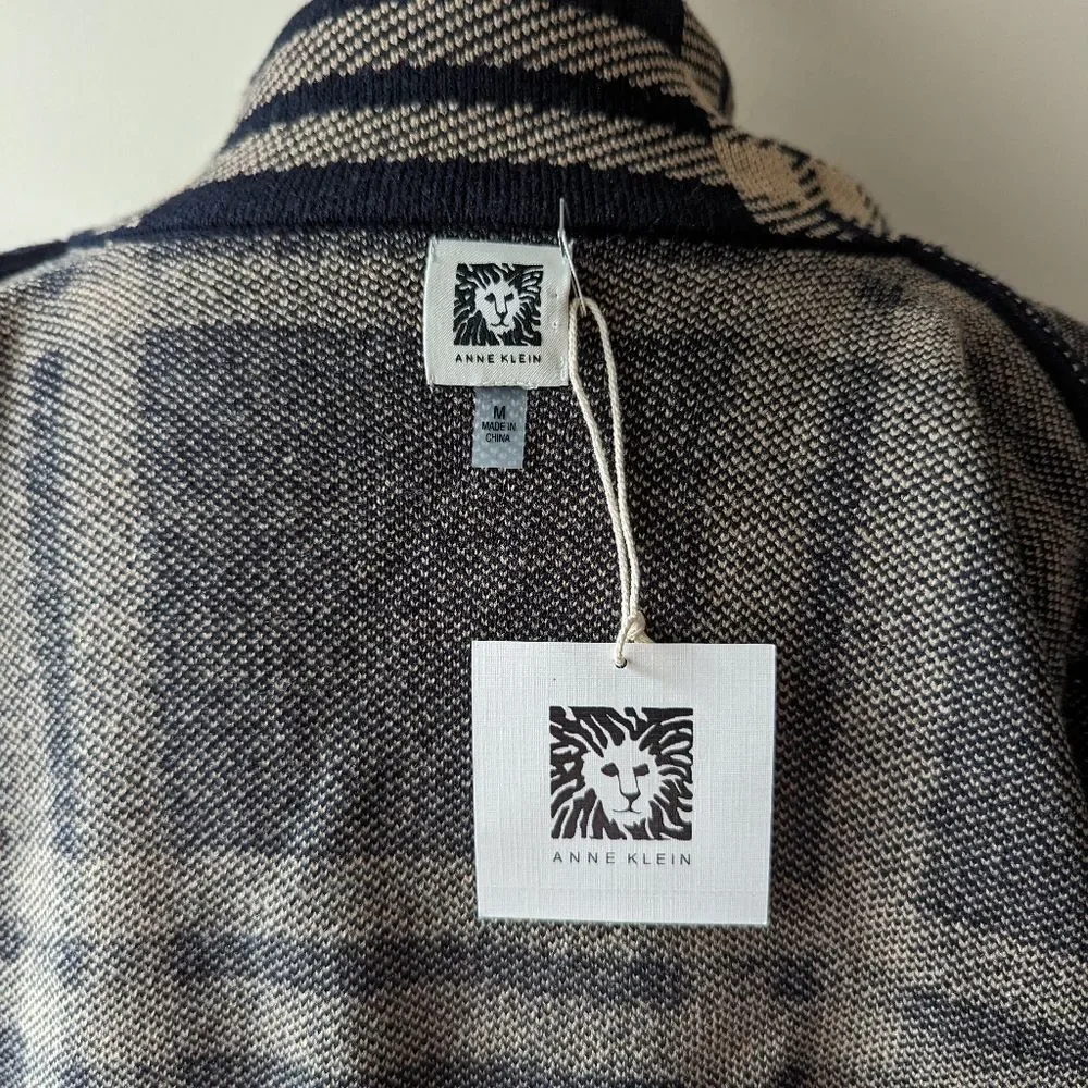 Anne Klein Midnight Camel Plaid Sweater Medium NWT - Picture 6 of 7
